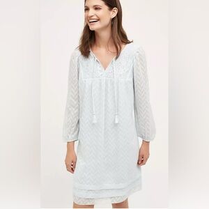 Anthropology One September Carraroe pheasant light blue dress, XS